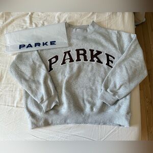 Parke Heather Gray Sweatshirt with Mahogany Brown letters size L/XL